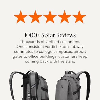 SWISSGEAR City Pack Backpack, Slim Profile Daily Carry, Airflow Back Panel, Tablet Pocket, and Lay-Flat Organizer, Grey Ballistic, 15.9L, 18-Inch - color: Grey Ballistic