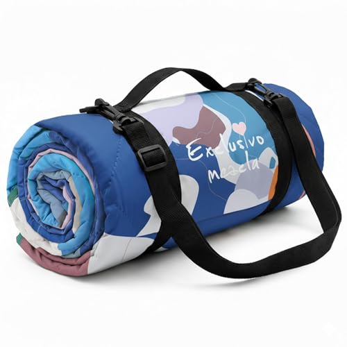 Exclusivo Mezcla Extra Large Waterproof Picnic Blankets 3 Layer, Sandproof and Foldable Outdoor Blanket for Beach Camping, Park and Travel - color: Abstract Blue