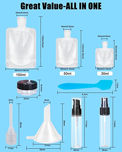 SEQUHITKU 17 Pack Travel Pouches for Toiletries,TSA Approved,Portable Containers,Stand Up Pouch,Refillable Travel Accessories for Shampoo Conditioner Lotion Soap Liquids (A-17pcs) - size: A-17pcs