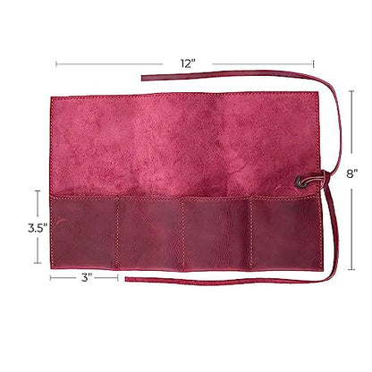 Hide & Drink, Leather Watch Roll Organizer Handmade from Full Grain Leather, Holds Up to 4 Watches, Easy Carry On Watchlover Storage (Sangria) - color: Sangria