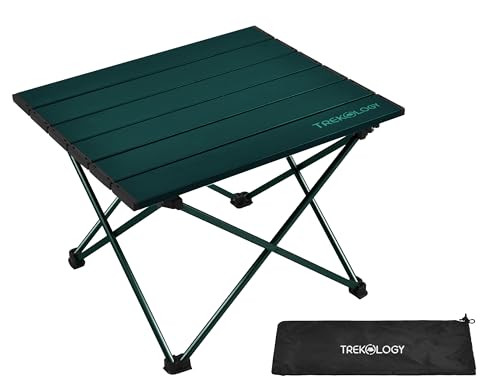 TREKOLOGY TALU Portable Folding Beach Table - Lightweight Travel Camp Table | Small Camping Table for Outdoor Adventures | Foldable, Compact, and Sturdy - Perfect for Camping, Picnic, Beach Trips - color: Green