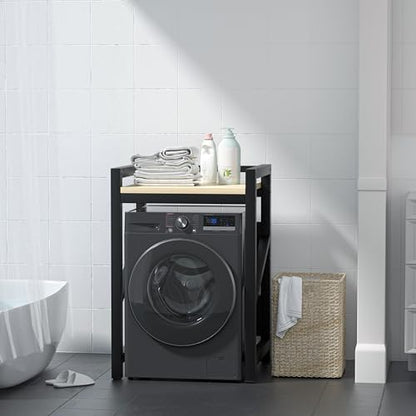Washer Dryer Stacking Rack Kit 29.5in, Over the Washer and Dryer Storage Shelf for Laundry Room, Bathroom, Heavy Duty, Height Adjustable, 1.2mm Wall Thickness 660lbs Capacity (Black, 29.5in) - color: Black