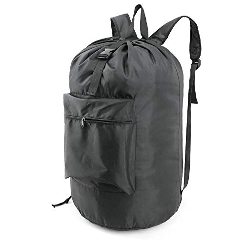 BeeGreen Laundry Bag Backpack w Adjustable Shoulder Straps College Dorm Essentials w Drawstring Closure for Travel Camp Heavy Duty Laundry Hamper Backpack Portable w Handle Xlarge Black - color: Black, style: With Front Zipper Pocket