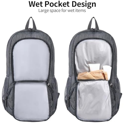 FENGDONG 35L Lightweight Foldable Waterproof Packable Travel Small Hiking Backpack Daypack for men women - color: A6-dark Gray