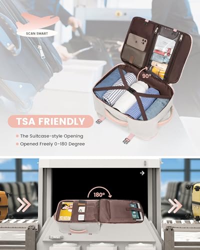 LOVEVOOK Carry On Backpack, 40L Travel Backpack Women with 3 Packing Cubes, TSA Airline Approved Suitcase Bag as Personal Item, Waterproof 17 inch Laptop Backpack for Weekender Overnight,Grey Pink - color: Grey Pink, size: 40L-17.3 Inch-4Pcs