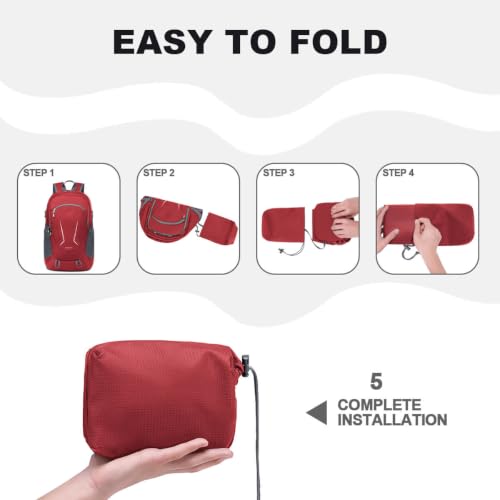 MIYCOO Backpack - Ultra Lightweight Packable Backpack for Travel Camping, Hiking Back Pack Waterproof Foldable Daypack for Men Women Red - color: Red