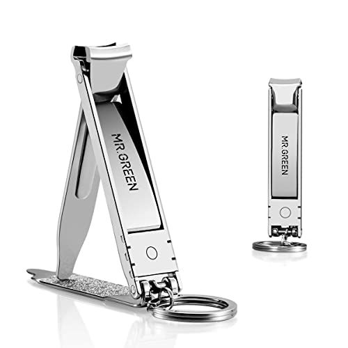 MR.GREEN Collapsible Nail Clippers Small and Thin Portable Travel Nail Scissors Cutter Stainless Steel Manicure Tools with Nail Files (Eco-Packaging) - size: Eco-Packaging