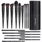 BS-MALL Makeup Brush Set 18 Pcs Premium Synthetic Foundation Powder Concealers Eye shadows Blush Makeup Brushes with black case (C-Black） - color: C-Black