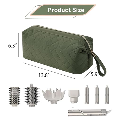 RSRSLEII Large Quilted Hair Tools Travel Bag,Waterproof Hair Styling Accessories Storage Case for Flat Irons,Straightener,Curling Iron,Hair Dryer,Dyson Airwrap Travle Bag (11 Dark Green) - color: 11 Dark Green