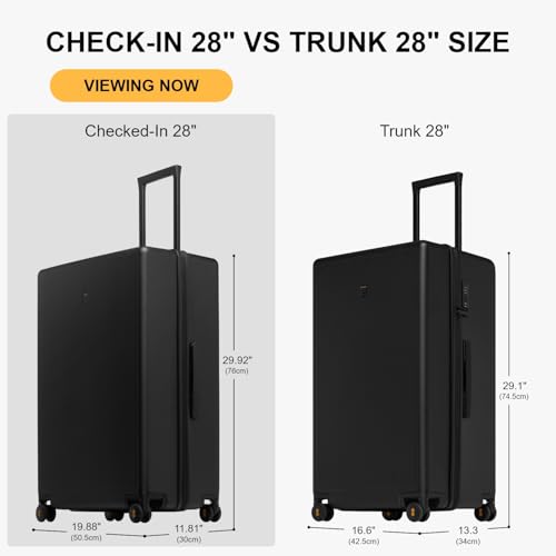 LEVEL8 Checked Luggage, Large Hardside Suitcases with Wheels 28 Inch Luggage, Luminous Textured Lightweight Hard Shell Suitcases Locks Tsa Approved, Black - color: Black, size: Checked-Large 28 Inch