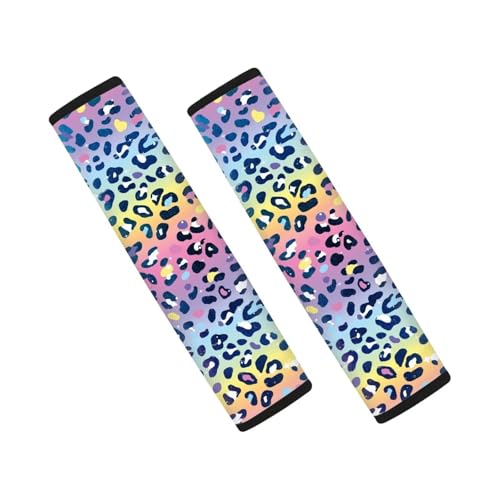 Colorful Leopard Auto Seat Belt Cover Seatbelt Shoulder Pad 2 Pack Anti-Slip Shoulder Strap Protect Car Interior Accessories Universal Fit for Auto Truck Van SUV - color: Colorful Leopard
