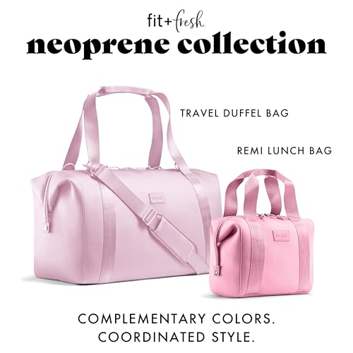 Fit & Fresh Remi Lunch Bag for Women Work – Neoprene Lunch Tote with Containers & Ice Pack, Reusable Meal Prep Lunch Box, Large Capacity, Machine Washable, Pink - color: Pink