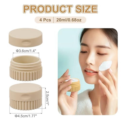 uxcell 4pcs Travel Containers for Toiletries, 0.68oz 20ml Small Silicone Cream Jars Leak-proof Travel Essentials with Lid for Cosmetic Body Skin Cream, Light Brown - color: Light Brown