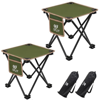 Opliy Camping Stool 2 Pack,Portable Folding Stool for Outdoor Gardening and Beach Hiking Fishing,Foot Stool with Carry Bag (Green) - color: Green