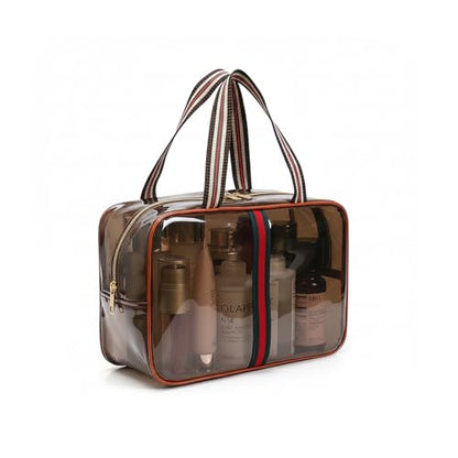 ANIS·KEBBR Retro Clear Makeup Bag, Waterproof Large Zipper Toiletry Organizer for Travel - size: L