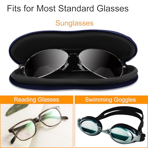 FINTIE Glasses Case with Carabiner, Ultra Light Portable Neoprene Zipper Sunglasses Soft Case - color: Ocean Marble