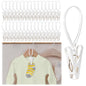 90 Pack Multi-Purpose Clothes Pins Laundry Hooks Hanging Clips with Plastic Rope for Baby Clothes Closet Organizer for Pants Hat Sock Boot Bra Towel Bathroom Wardrobe Kitchen, White