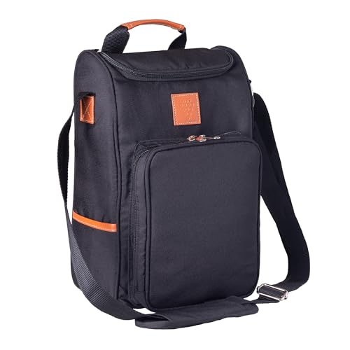 Chris's Stuff Wine Bag 2 Bottle Wine Tote Carrier, Insulated Padded Wine Cheese Cooler Bag With Handle and Adjustable Shoulder Strap for Picnic, Party, Dinner, Travel, Gift for Men and Women, Black