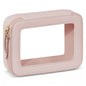Prite Clear Makeup Bag Cosmetic Organizer Case Waterproof Travel Toiletry Bag Skincare Pouch with Golden Zipper(Pearlescent Pink) - color: Pearlescent Pink, size: Standard - Single Layer