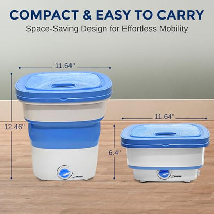 Pure Clean Portable Washing Machine 15L – Foldable Mini Washer for Baby Clothes, Underwear, Small Laundry – Compact Washing Machine for Apartments, Dorms, RV, Camping, Travel