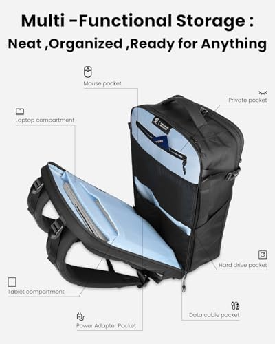 Portal Travel Backpack for Men Women, 28L/38L Expandable Carry On Backpack, TSA Friendly Flight Approved Luggage Sleeve, Water Resistant Business Laptop Backpack for Travel Work Commute - size: 28L