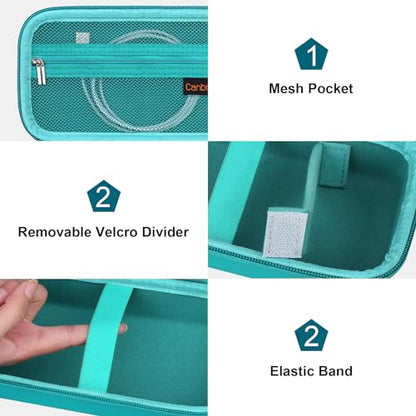 Canboc Carrying Case for Ceptics Universal Travel Adapter Kit, World Travel Adapter Kit Box with Removable Shoulder Strap, Zipper Mesh Bag fit USB Cable, Turquoise (Case Only) - color: Turquoise+Turquoise