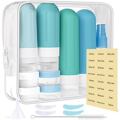 Landisun Travel Bottles for Toiletries 18Pack Travel Size Containers Toiletry Travel-Containers TSA Approved Leak Proof (Blue) - color: Blue