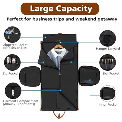 Convertible Garment Duffle Bags for Travel - Carry On Garment Bags With Toiletry Bag, Large Weekender Bags for Women Men 2 in 1 Hanging Suitcase Suit Travel Duffel Bags (White) - color: 3-White