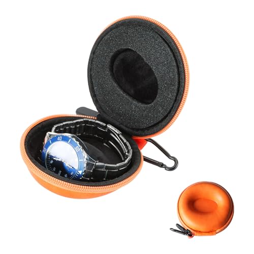 Watch Travel Case - Storage Box for Wristwatches up to 50mm, Watch Case Organizer for Men & Women,Single Watch Case Travel（orange） - color: orange, size: eva Circle