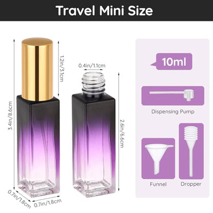 Segbeauty 0.34oz Travel Perfume Refillable Bottle, 5pcs Glass Mini Glass Perfume Atomizer Travel, 10ml Empty Cologne Atomizer Bottles, Small Cologne Sprayer with Transfer Tools Set for Refill - color: Green Blue Red Purple Black, style: Mini Bottle Set