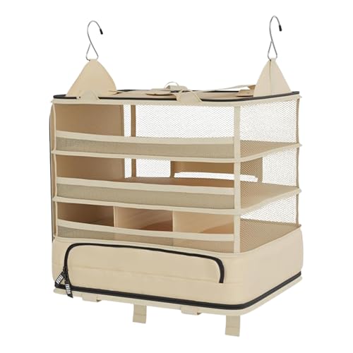 Voyaj Hanging Suitcase Organizer for Travel - Carry on Closet Suitcase, Hanging Luggage Organizers, Travel Organizer - Easily Fits Carry On Luggage for Wrinkle Free Packing - color: Beige