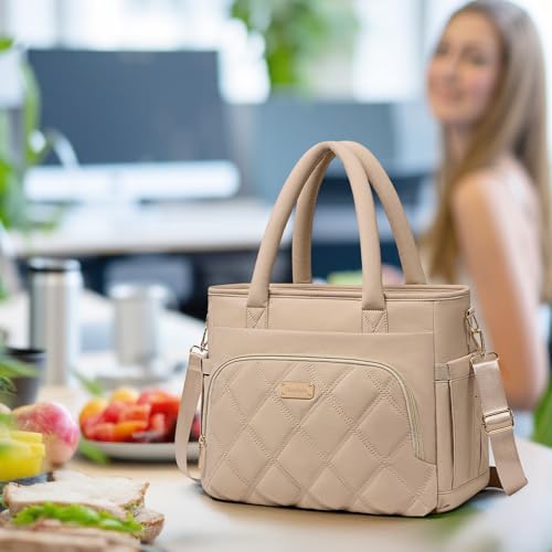 Artelaris Lunch Bag Women, Adult Insulated Lunch Box, Leakproof Lunch Cooler Bag, Reusable Large Lunch Cooler for Work, Picnic, Travel (Khaki) - color: Khaki