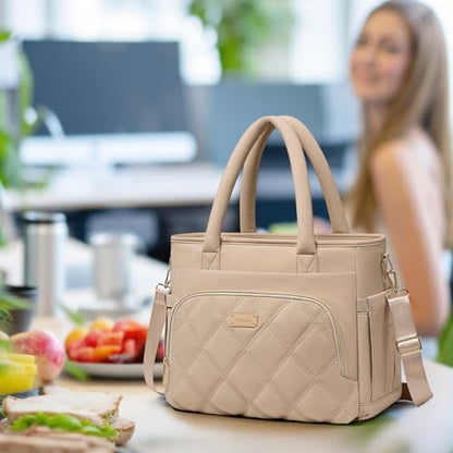 Artelaris Lunch Bag Women, Adult Insulated Lunch Box, Leakproof Lunch Cooler Bag, Reusable Large Lunch Cooler for Work, Picnic, Travel (Khaki) - color: Khaki