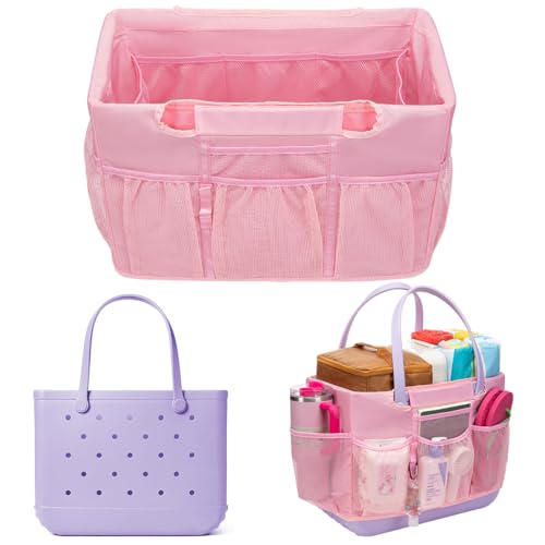 Organizer Insert Compatible with Extar Large Bogg Bag Inner Outer Bag Cover Multi-Pocket Liner with Zip Pouch Easy-Access Exterior Mesh Pockets Picnic Camping Baseball Football Girls Women Mujer Mama - color: Pink, size: Original - Large