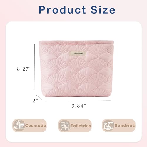 RSRSLEII Quilted Cotton Coquette Makeup bag, Coastal Granddaughter Aesthetic Cosmetic Bag, Cute Seashell Portable Travel Toiletry Pouch (11 Pink- Patch) - color: 11Pink