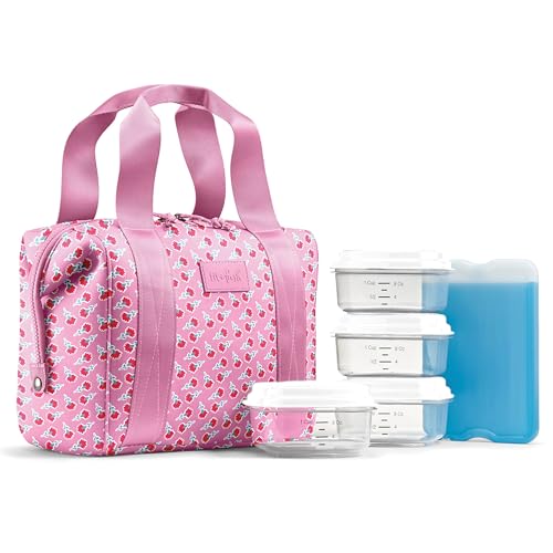 Fit & Fresh Remi Lunch Bag for Women Work – Neoprene Lunch Tote with Containers & Ice Pack, Reusable Meal Prep Lunch Box, Large Capacity, Machine Washable, Sweet Pink Block - color: Sweet Pink Block