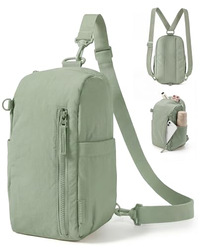 BAGSMART Small Sling Bag for Women, Fast Track Crossbody Bag Mini Backpack purse for Daily Travel Gym | 9L Fast Track - color: Olive Green