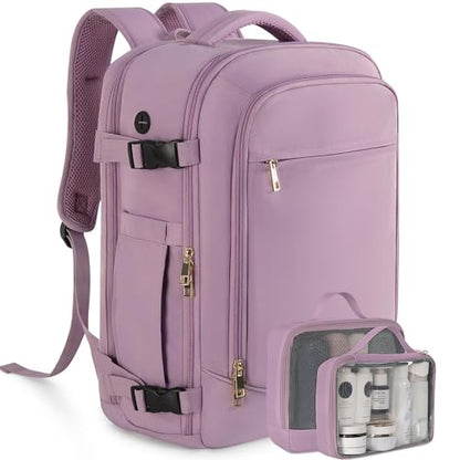 Rinlist Carry on Backpack, Flight-approved Backpack for Traveling, 40L Personal Item Travel Backpack, Purple - color: Purple