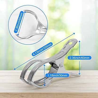 Coideal Beach Towel Chair Clips - 10 Pack Pool Cover Clips Stainless Steel Quilt Clamps Metal Large Heavy Duty Clothes Pins Windproof for Sunbed Lounge Cruise - size: 11 cm