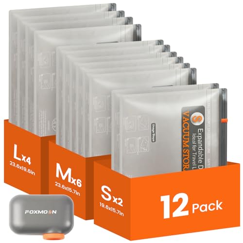 Vacuum Bags for Clothing Travel with Rechargeable Electric Pump, 12 Pack Compression Vacuum Storage Bags for Luggage and Seasonal Storage, Space Saver Seal Bags for Cruise and Vacation - size: 12 Pack Travel Size