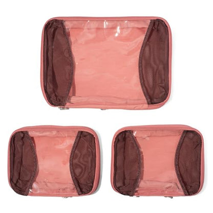 Baggallini Compression Cube 3-piece set - Lightweight Compression Packing Cubes for Travel - color: Terracotta