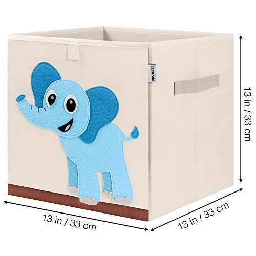 Foldable Animal Cube Storage Bins Fabric Toy Box/Chest/Organizer for Kids Nursery, 13 inch (Elephant) - color: Elephant