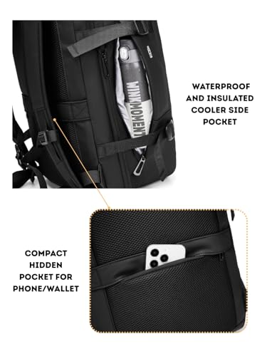 Vacuum Seal Travel Backpack 60L Expandable Air Compression System, Water Resistant Airline Approved Carry-On Suitcase Luggage, Black - Vacuum Pump Included