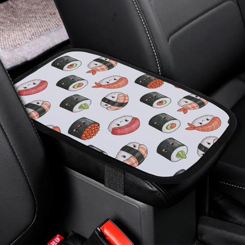 Car Center Console Armrest Cover Cute Food Japanese Sushi, Handrail Box Cushion Protector, Suitable for Most Vehicles - color: Picture (67)