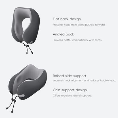 urnexttour Neck Pillow for Travel Memory Foam Design Models Pillows with Zero Eye Pressure 3D Eye Mask and Compact Bag Traveling Essentials Plane Car Flight Rest Sleeping Use Adult, Dark Gray - color: Dark Gray