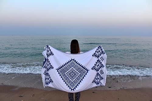 Bersuse 100% Cotton Yucatan Turkish Towel - 39x71 Inches, Dark Blue - color: Dark Blue