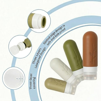 DEPOZA Travel Bottles Kit (16 Pack) - TSA Approved, Leak Proof Silicone Squeezable Containers for Toiletries. Complete Set with Jars, Sprayers & Bag (Earthy brown) - color: Earthy brown