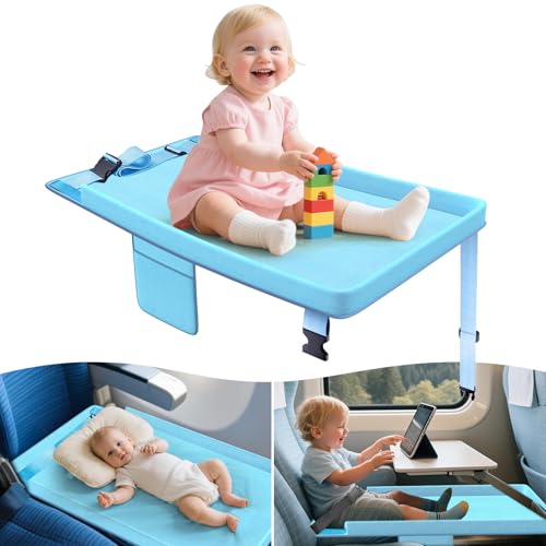 Airplane Seat Extender for Toddlers & Young Kids - Portable Plane Foot Rest & Travel Tray for Ages 2-5 (Max 55 lbs), Lightweight Plane Leg Support for Flights - color: Blue