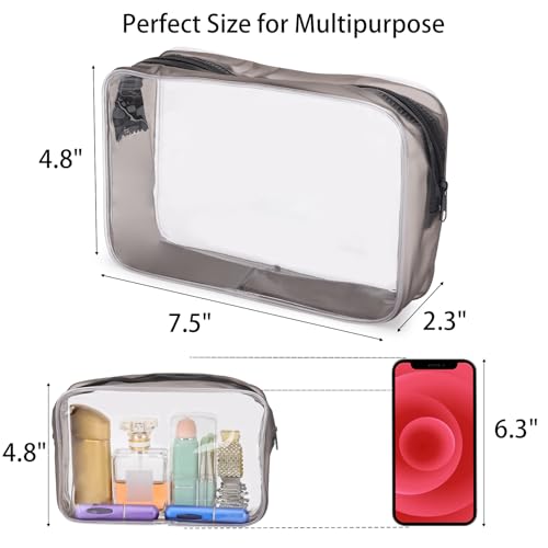 Tbestmax 10 Pcs Clear Cosmetic Bags Makeup Bags Portable Waterproof Travel Toiletry Bags Medium Organizer Matte Black, 7.5"x 4.8"x 2.3" - color: Medium - Matte Black