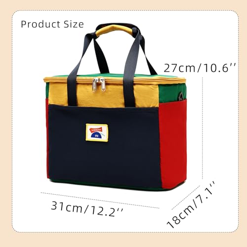 willikiva Insulated Lunch Bag Women Man Leakproof Soft Cooler Tote Bag Reusable LunchBox with Adjustable Shoulder Strap for Adults Work Travel(Deep Blue Yellow) - color: Deep Blue Yellow